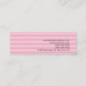 Skinnrosa Streifen Räume Designer Mini Visitenkarte (Rückseite)
