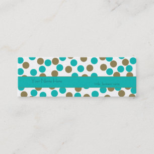 Skinny Aquamarin Blue &Tan Polka Dot Business Card Mini Visitenkarte