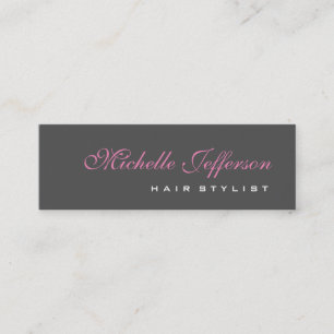 Skinny Beruflich Script Grau Pink Business Card Mini Visitenkarte