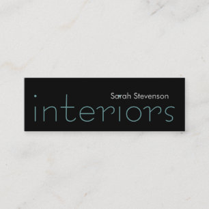 Skinny Black Blue Designer Business Card Mini Visitenkarte