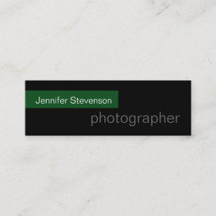 Skinny Black Green Trend Fotografy Business Card Mini Visitenkarte