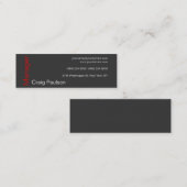 Skinny Contemporary Gray Red Hot Business Card Mini Visitenkarte (Vorne/Hinten)