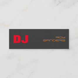 Skinny DJ Stylish Gray Background Red Orange Mini Visitenkarte