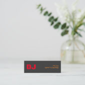 Skinny DJ Stylish Gray Background Red Orange Mini Visitenkarte (Stehend Vorderseite)