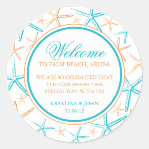 Skinny Finger Starfish Wedding Welcome Runder Aufkleber
