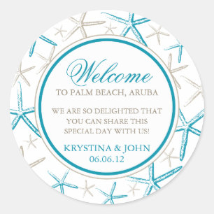 Skinny Finger Starfish Wedding Welcome Runder Aufkleber