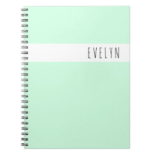 Skinny Font Name Mint Green Personalized Notizblock