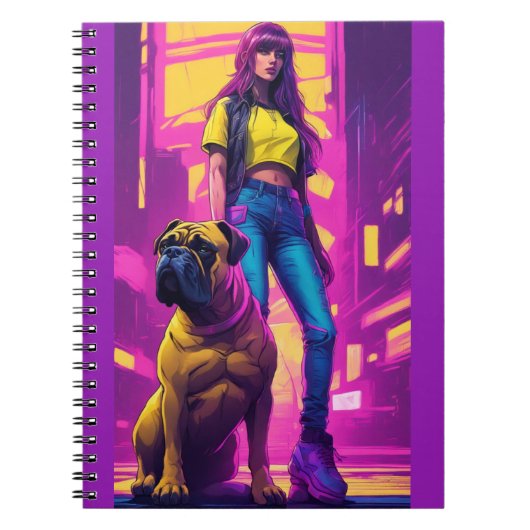Skinny Girl and Bullmastiff Vice Notebook Notizblock (Vorderseite)