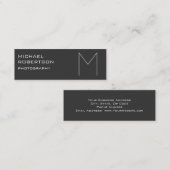 Skinny Gray Monogram Fotograf Business Card Mini Visitenkarte (Vorne/Hinten)