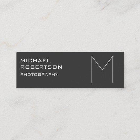 Skinny Gray Monogram Fotograf Business Card Mini Visitenkarte (Vorderseite)