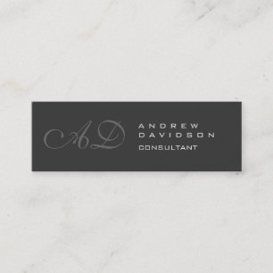 Skinny Gray Monogram Schlichte Visitenkarte