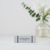 Skinny Grey Black Border Standard Business Card Mini Visitenkarte (Stehend Vorderseite)