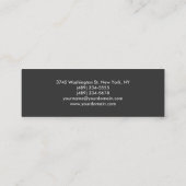 Skinny Grey Black Monogram Business Card Mini Visitenkarte (Rückseite)