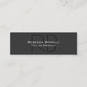 Skinny Grey Black Script Monogram Business Card Mini Visitenkarte
