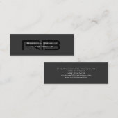 Skinny Grey Schwarz-weiß Monogram Business Card Mini Visitenkarte (Vorne/Hinten)