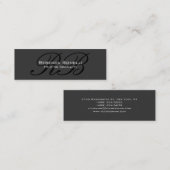 Skinny Grey Schwarz-weiß Monogram Business Card Mini Visitenkarte (Vorne/Hinten)