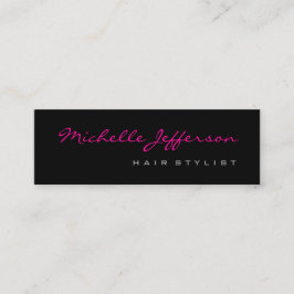 Skinny Hair Stylist Script Grau Pink Business Card Mini Visitenkarte