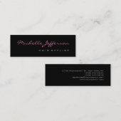 Skinny Hair Stylist Script Grau Pink Business Card Mini Visitenkarte (Vorne/Hinten)