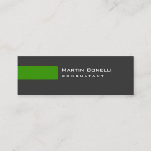Skinny Modern Gray Green Simple Business Card Mini Visitenkarte