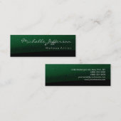 Skinny Modern Green Black Pattern Business Card Mini Visitenkarte (Vorne/Hinten)
