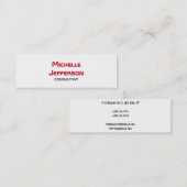 Skinny Modern Schlicht Red White Mini Visitenkarte (Vorne/Hinten)