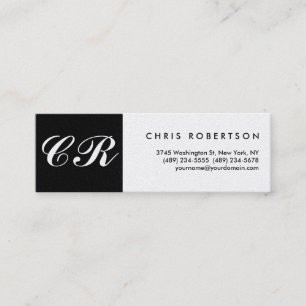 Skinny Monogram Charming Strip Business Card Mini Visitenkarte