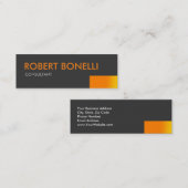 Skinny Orange Bold Text Gray Business Card Mini Visitenkarte (Vorne/Hinten)
