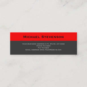 Skinny Red Gray Consultant Business Card Mini Visitenkarte