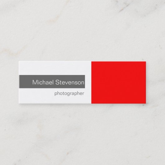 Skinny Red Gray White Fotografy Business Card Mini Visitenkarte (Vorderseite)