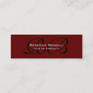 Skinny Red Schwarz-weiß Monogram Business Card Mini Visitenkarte