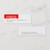 Skinny Red White Monogram Manager Business Card Mini Visitenkarte (Vorne/Hinten)