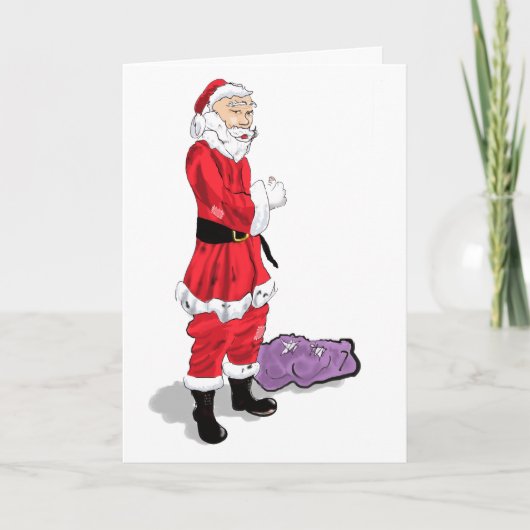 Skinny Santa Weihnachtskarte Feiertagskarte (Vorderseite)