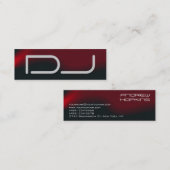 Skinny Schlicht DJ Stylish Black Red Waves Modern Mini Visitenkarte (Vorne/Hinten)