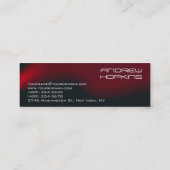 Skinny Schlicht DJ Stylish Black Red Waves Modern Mini Visitenkarte (Rückseite)