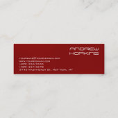 Skinny Schlicht DJ Stylish Red Background Modern Mini Visitenkarte (Rückseite)