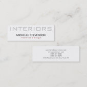 Skinny Schlicht White Interior Designer Visitenkar Mini Visitenkarte (Vorne/Hinten)