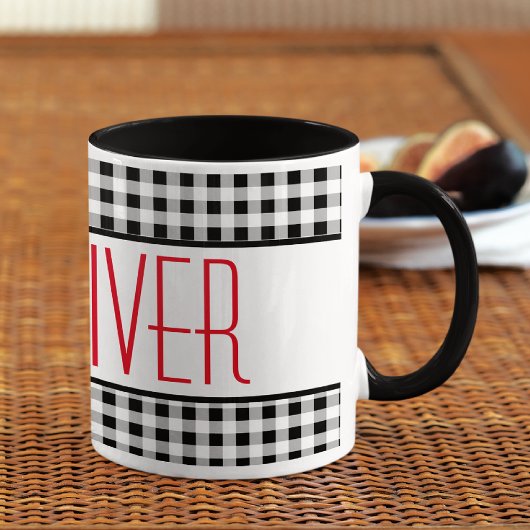 Skinny Schriftart Name Buffalo Karo 11oz Combo Kaf Tasse