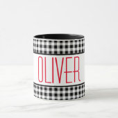 Skinny Schriftart Name Buffalo Karo 11oz Combo Kaf Tasse (Zentrum)