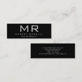 Skinny Schwarz-weiß Gray Monogram Business Card Mini Visitenkarte (Vorne/Hinten)
