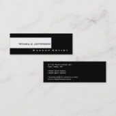 Skinny Schwarz-weiß Makeup Artist Business Card Mini Visitenkarte (Vorne/Hinten)