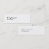 Skinny Schwarz-weiß Manager Business Card Mini Visitenkarte (Vorne/Hinten)