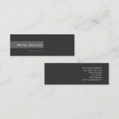 Skinny Simple Schlicht Gray Fotogray Business Card Mini Visitenkarte (Vorne/Hinten)
