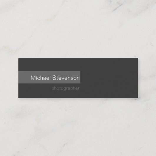 Skinny Simple Schlicht Gray Fotogray Business Card Mini Visitenkarte (Vorderseite)