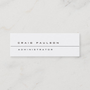 Skinny Simple Schlichte White Business Card Mini Visitenkarte