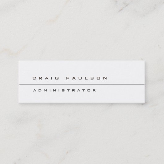 Skinny Simple Schlichte White Business Card Mini Visitenkarte (Vorderseite)