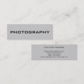 Skinny Size Modern Gray Fotografy Business Card Mini Visitenkarte (Vorne/Hinten)