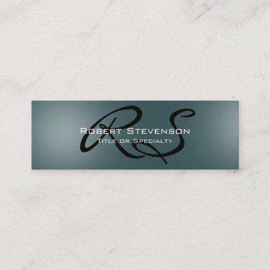 Skinny Slate Gray Script Monogram Business Card Mini Visitenkarte (Vorderseite)