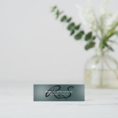 Skinny Slate Gray Script Monogram Business Card Mini Visitenkarte (Stehend Vorderseite)