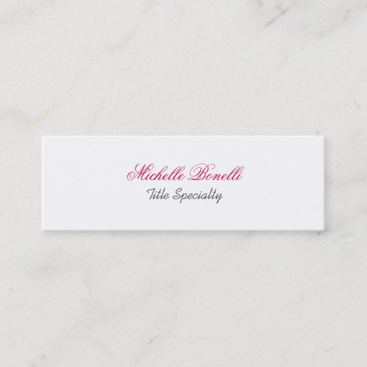 Skinny Slim Carmine Stylish Script Business Card Mini Visitenkarte (Vorderseite)