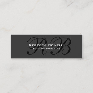 Skinny Slim Gray Black Monogram Business Card Mini Visitenkarte